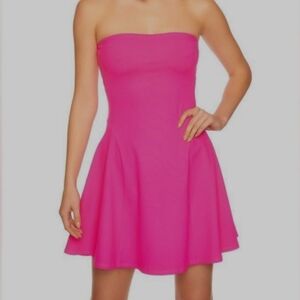 Susana Monaco hot pink (pink glo) flared tubetop mini dress, NWOT
